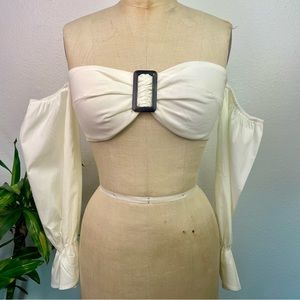 🌊Love Letter White Cropped Vacation Top - Size Large🌊